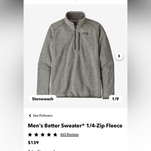 Patagonia men’s better sweater 1/4 zip. Size XL. Color - Stonewash.